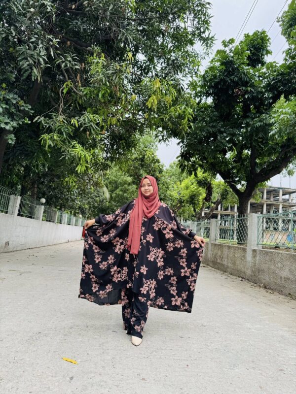 Black Floral Shirt Abaya